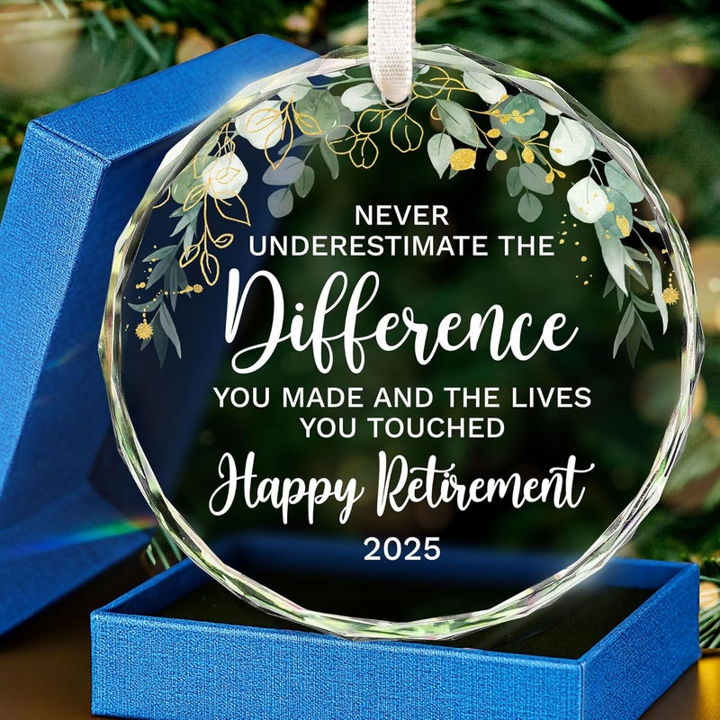 HEXMOZ Retirement Gifts - Retirement Gifts for Women, Men 2025 - Retired Ornament 2025 - Retired Gift for Coworker, Boss, Employee, Teacher, Nurse, Woman, Man - Glass Christmas Ornament Keepsake - Image 1